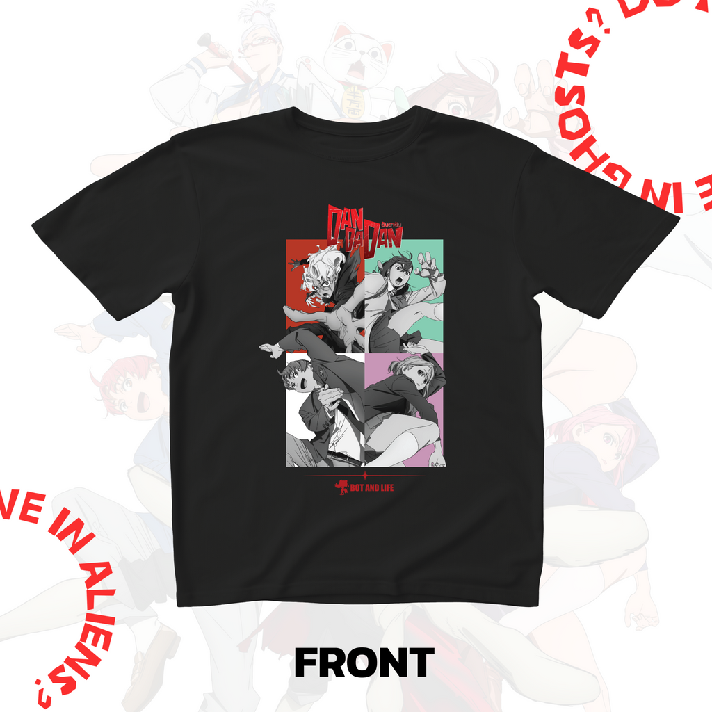 Bot and Life x DAN DA DAN T-shirt All Characters Black