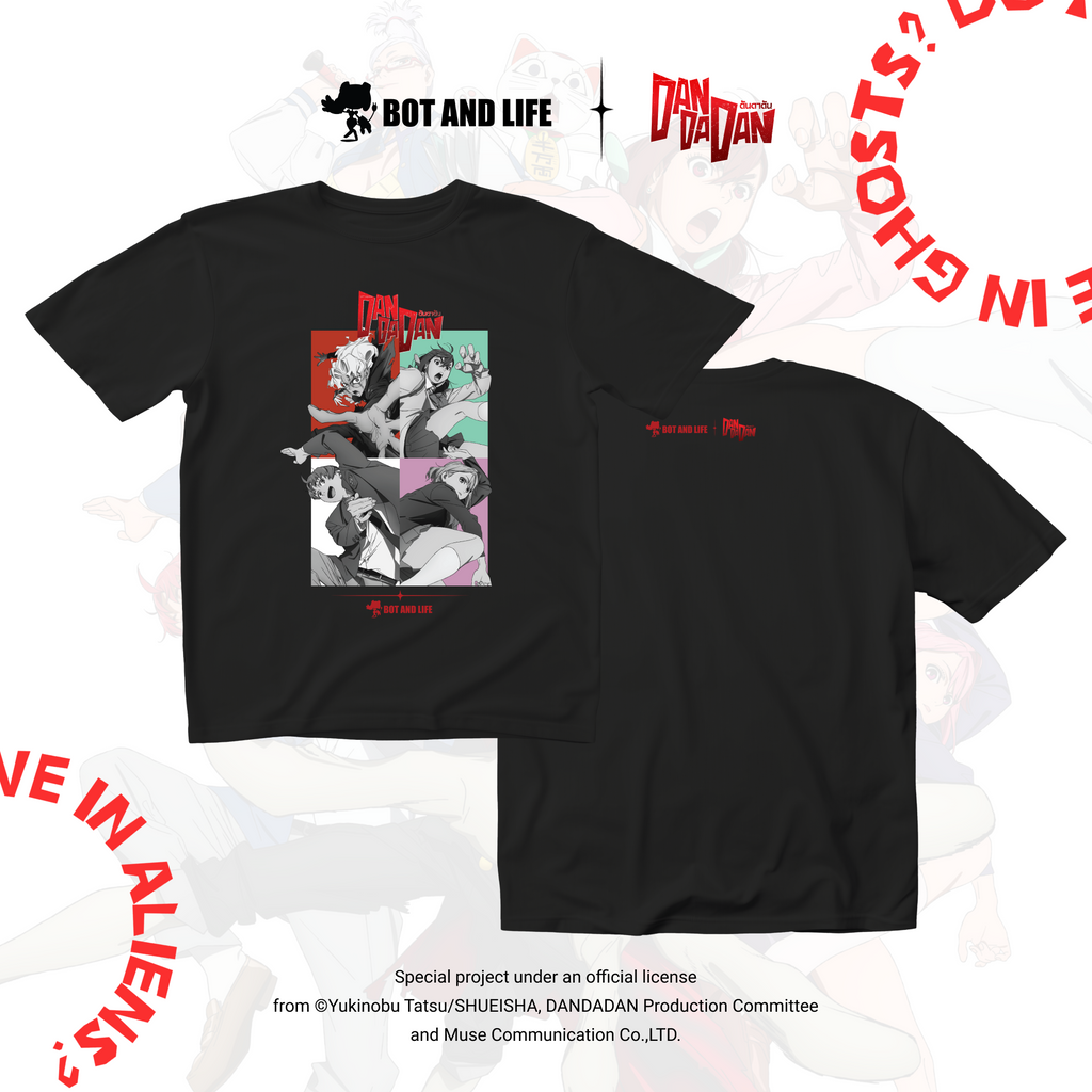 Bot and Life x DAN DA DAN T-shirt All Characters Black