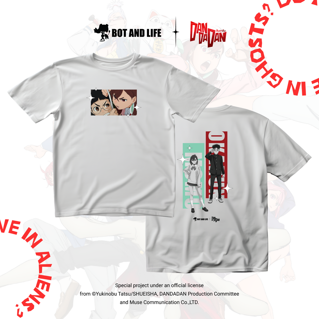 Bot and Life x DAN DA DAN T-shirt Momo & Okarun White