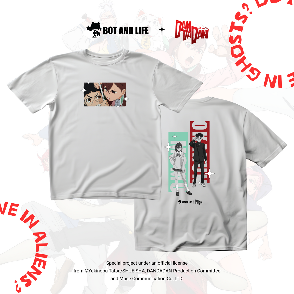 Bot and Life x DAN DA DAN T-shirt Momo & Okarun White