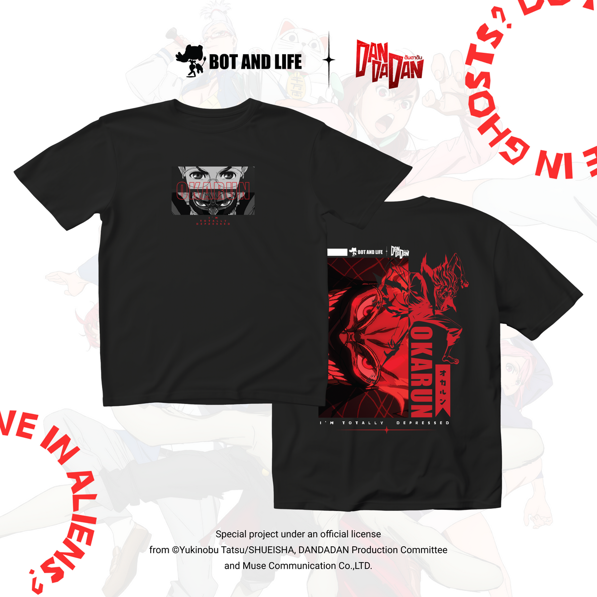 Bot and Life x DAN DA DAN T-shirt Okarun Black
